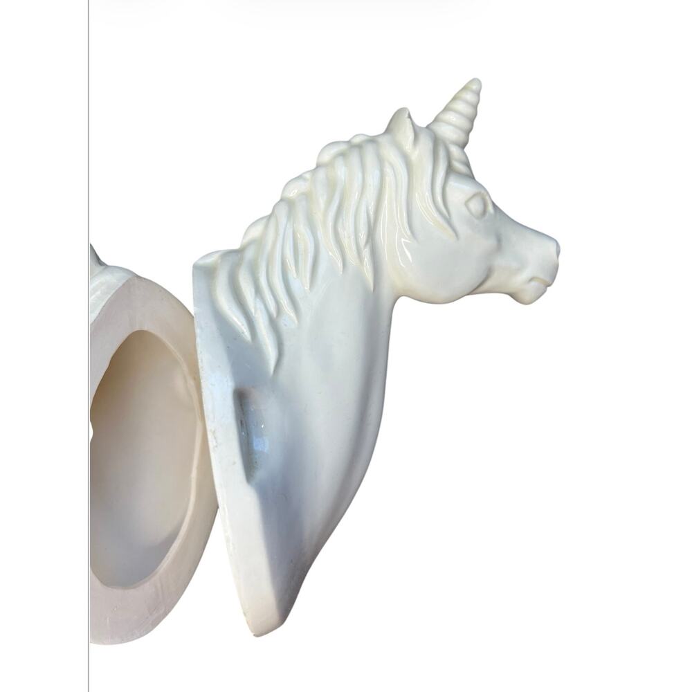 Vintage Unicorn Head Wall Plaque Home Decor Animal Mythical white wall hanger - Picture 4 of 8